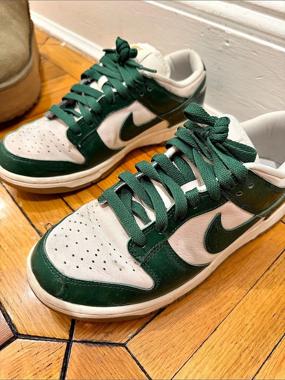 Nike Dunk Low Dark Green Croc emboss & White Sneakers